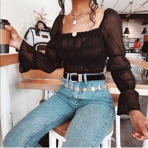 Black Mesh Long sleeveONE DAY SALE